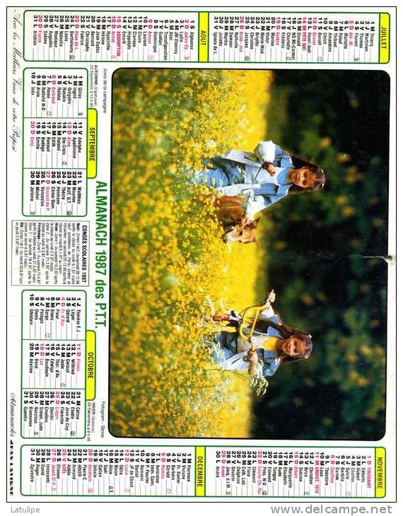 Calendrier  G-F  Des  Postes De Savoie  73 De 1987 - Tamaño Grande : 1981-90