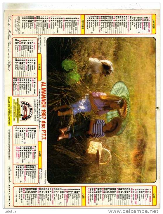 Calendrier  G-F  Des  Postes De Savoie  73 De 1987 - Formato Grande : 1981-90