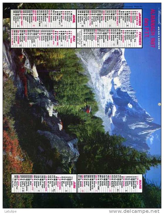 Calendrier  G-F  Des  Postes De Pyrenées-Atlantique  64  De 1987 - Grand Format : 1981-90