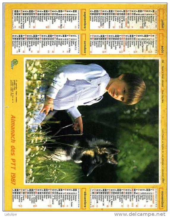 Calendrier  G-F  Des  Postes De Pyrenées-Atlantique  64  De 1987 - Grand Format : 1981-90