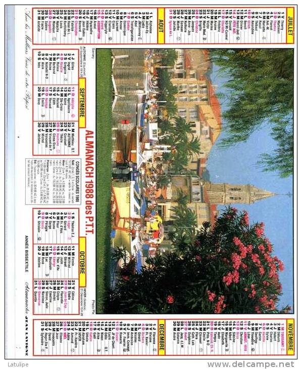 Calendrier  G-F  Des  Postes De Savoie  73 De 1988 - Grand Format : 1981-90