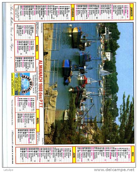 Calendrier  G-F  Des  Postes Des Landes  40 De 1988 - Big : 1981-90