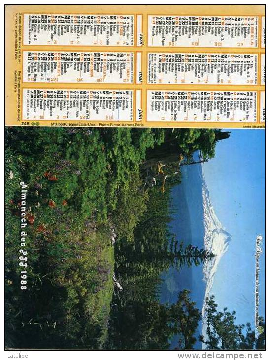 Calendrier  G-F  De Savoie  73 De 1988 - Groot Formaat: 1981-90