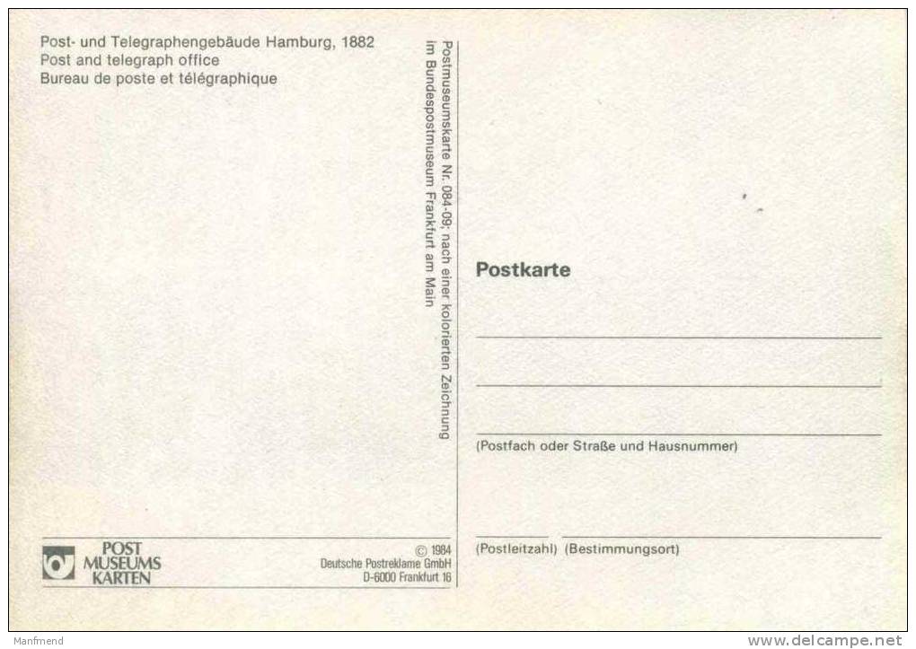 Deutschland - Hamburg - Post- Und Telegraphengebäude 1882 - Postmuseumskarte Nr. 084-09 - 1984 - Altona