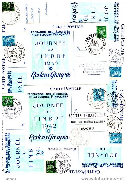 Lot De 32 CP_ Journée Du Timbre_1942_Yv N° 508+549_Restons Groupés - 1921-1960: Modern Tijdperk