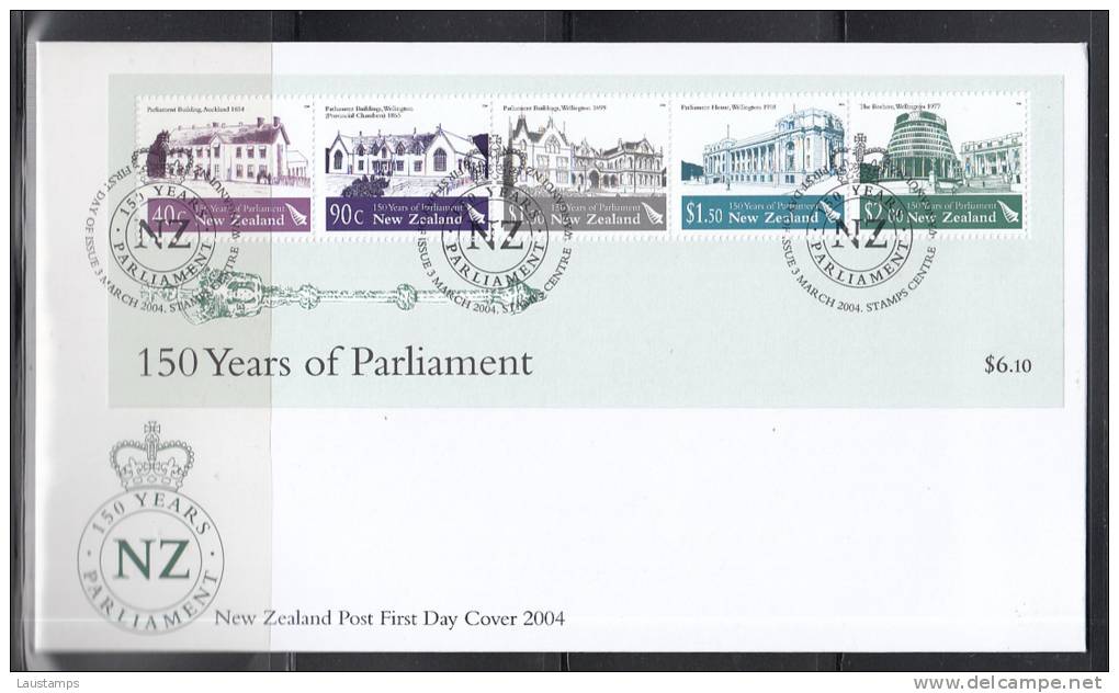 New Zealand 2004 150 Years Of Parliment S/S FDC - FDC