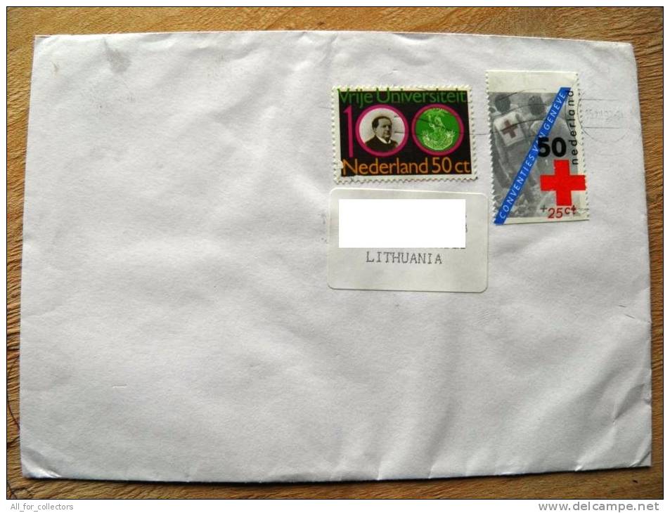 Cover Sent From Netherlands To Lithuania On 1997, Red Cross, 100 Vrije Universiteit - Lettres & Documents