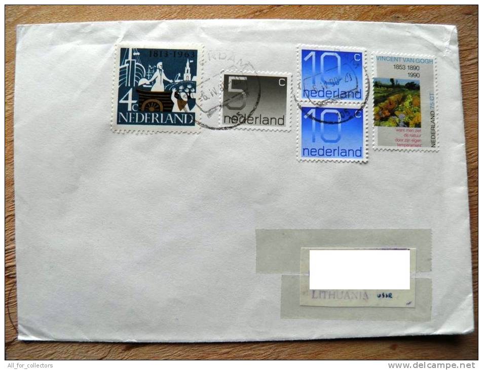 Cover Sent From Netherlands To Lithuania On 1990, Vincent Van Gogh Art Painting, Ship 1813-1963 - Storia Postale