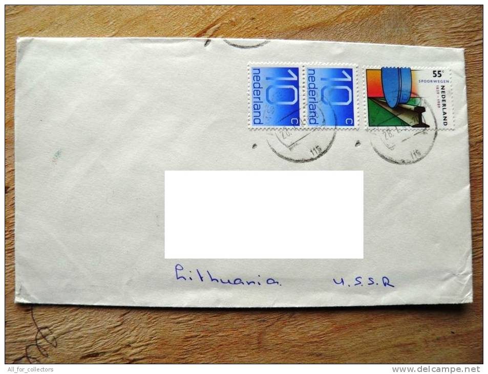 Cover Sent From Netherlands To Lithuania On 199, Spoorwegen Train - Briefe U. Dokumente