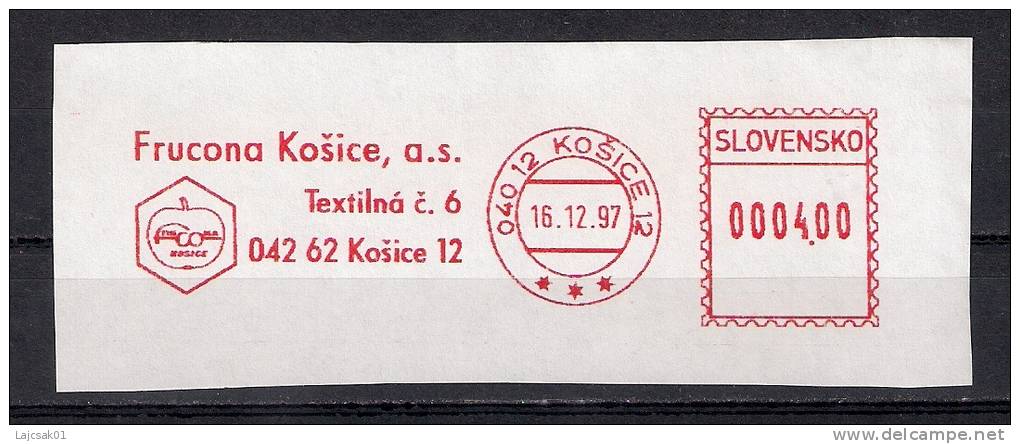 A1 Slovakia 1997. Machine Stamp ATM Label Cut Fragment ,apple,pomme - Lettres & Documents