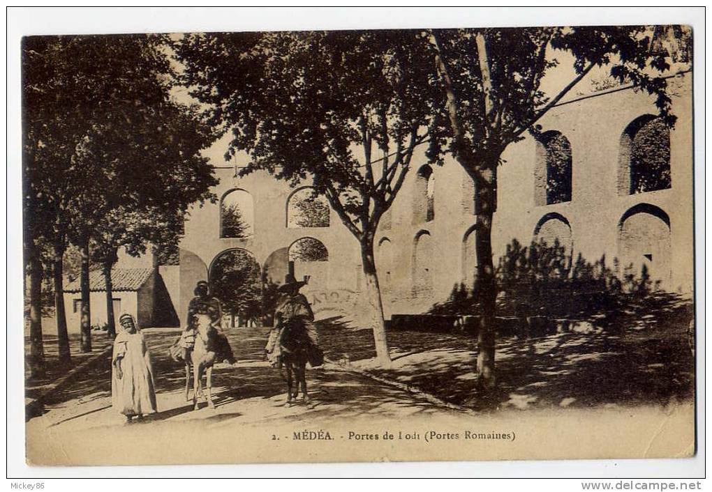 Algérie - MEDEA -1933-- Portes De Lodi (Portes Romaines,animée,anes) N° 2 éd Coll Ideale PS - Médéa