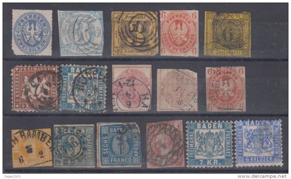 Germany States Prussia,Baden,Bayern,Sachsen Damaged Stamps USED. - Collections
