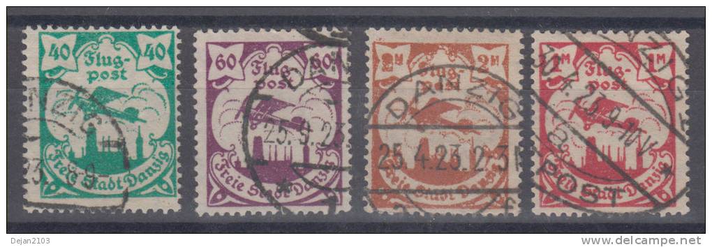 Germany Danzig Airplanes Stamps Original Overprints Mi#112,113,114,115 1923 USED - Collections