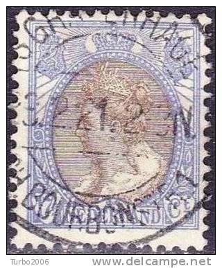 's-GRAVENHAGE C.H. BOURBONSTR. 4 ? Op 1899 Koningin Wilhelmina 17½ Cent Bruin / Ultramarijn  NVPH 67 - Poststempels/ Marcofilie