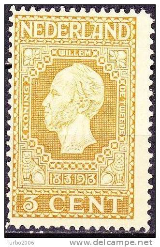1913 Jubileumzegels 3  Cent Geel NVPH 91 A Ongestempeld - Ungebraucht