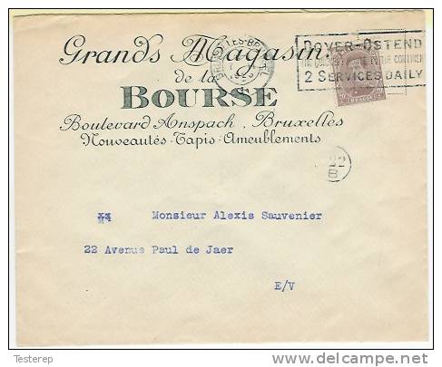 K.Albert 1  20ct Brussel 7.2.1926 Grands Magasin De La Bourse + Vlamstempel DOVER-OSTEND - 1894-1896 Tentoonstellingen