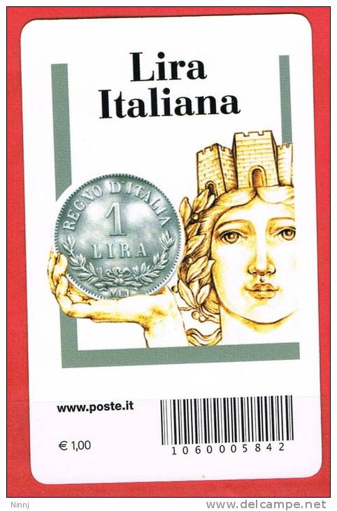 Italia Tessera Filatelica €. 0,60 -23.3.12- 150°Anniv. Unificazione Sistema Monetario Nazionale - Filatelistische Kaarten