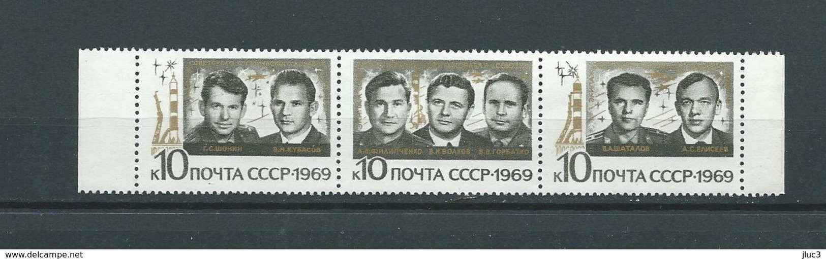 N3542-44 - URSS 1969 - La Belle SERIE  Complète Neuve** 3 TIMBRES N° 3542 à 3544 (YT) Se Tenant  - Équipage Soyouz 6,7,8 - Autres & Non Classés