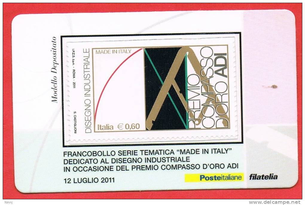 Italia  Tessera  Filatelica €. 0,60  -12.7.11-  "Disegno Industriale" - Filatelistische Kaarten