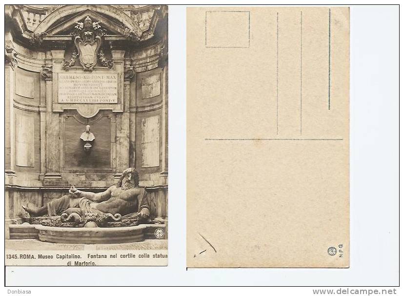Roma: Museo Capitolino - Fontana Nel Cortile Colla Statua Di Marforio. Cartolina Fp Inizio ´900 (Clemente XII) - Museums