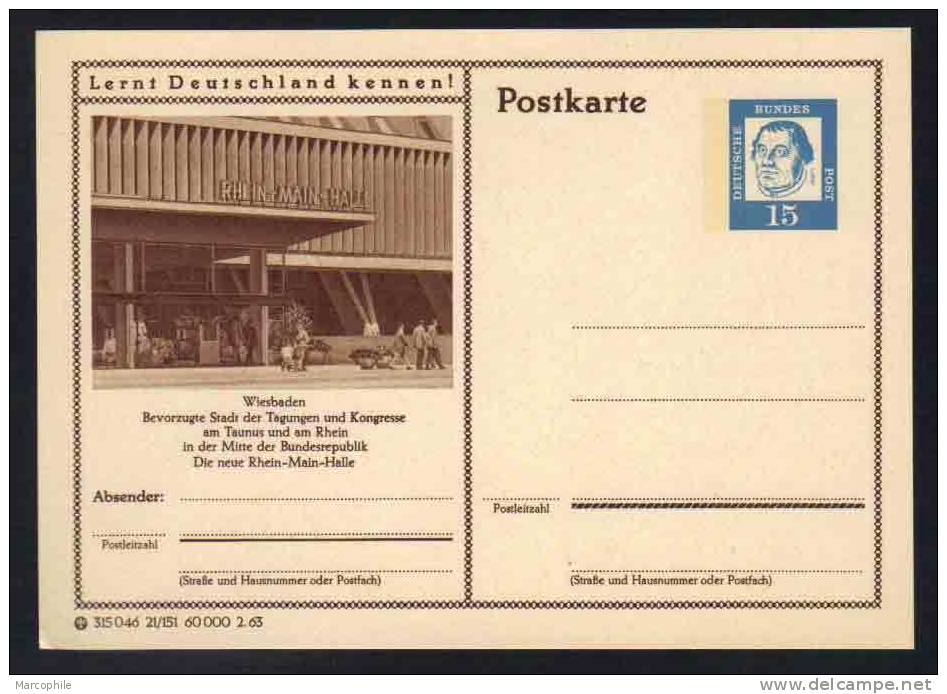 WIESBADEN - RHEIN MAIN HALLE - ALLEMAGNE - RFA - BRD / 1963 ENTIER POSTAL ILLUSTRE # 21/151 (ref E88) - Postkarten - Ungebraucht