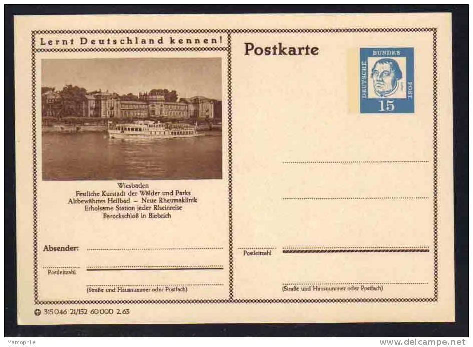 WIESBADEN - SCHLOSS - ALLEMAGNE - RFA - BRD / 1963 ENTIER POSTAL ILLUSTRE # 21/152 (ref E89) - Postcards - Mint