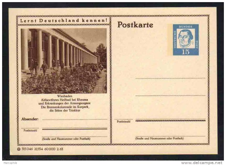 WIESBADEN - KURPARK - ALLEMAGNE - RFA - BRD / 1963 ENTIER POSTAL ILLUSTRE # 21/154 (ref E91) - Cartes Postales - Neuves