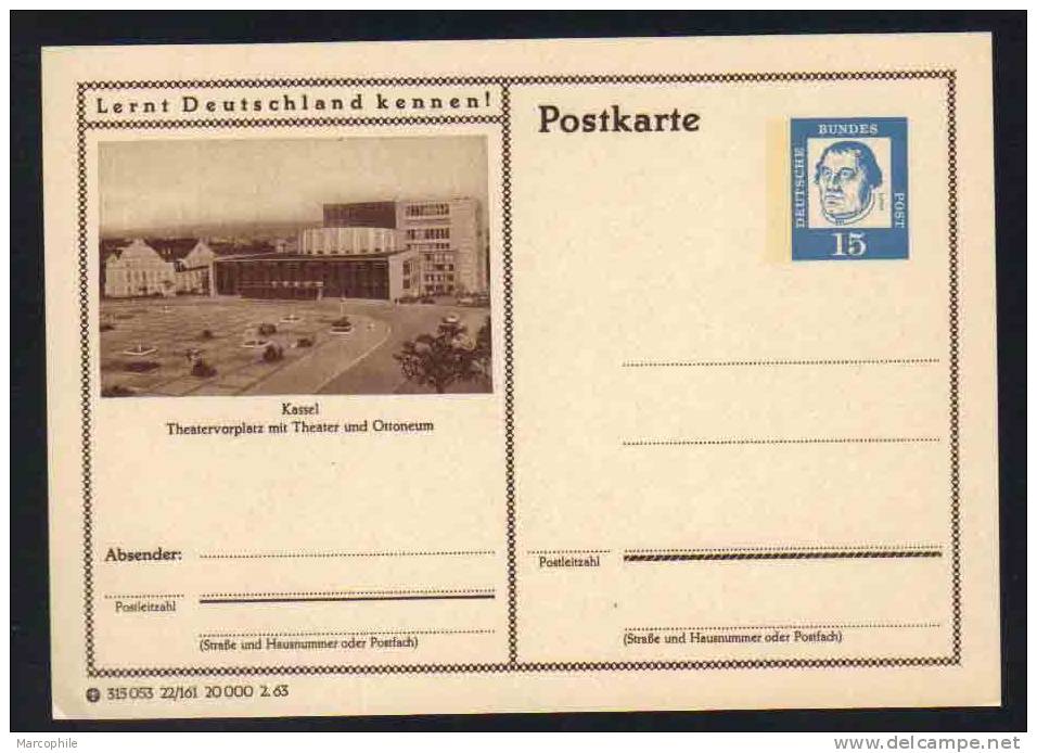 KASSEL - THEATER - ALLEMAGNE - RFA - BRD / 1963 ENTIER POSTAL ILLUSTRE # 22/161 (ref E98) - Postkarten - Ungebraucht