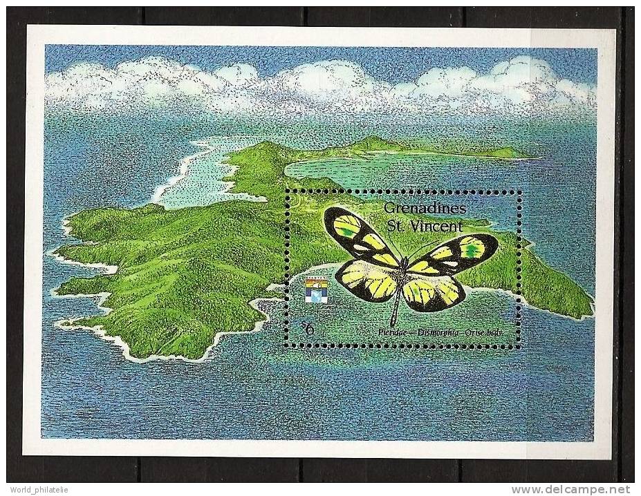 Saint Vincent Grenadines 1992 N° BF 77 ** Flore, Papillons, Insecte, Ile, Genova, Expo Philatelique, Dismorphia Orise - St.Vincent E Grenadine