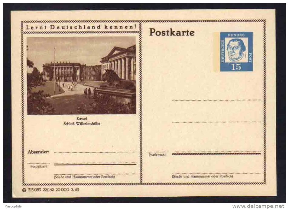 KASSEL - SCHLOSS - ALLEMAGNE - RFA - BRD / 1963 ENTIER POSTAL ILLUSTRE # 22/162 (ref E99) - Postcards - Mint