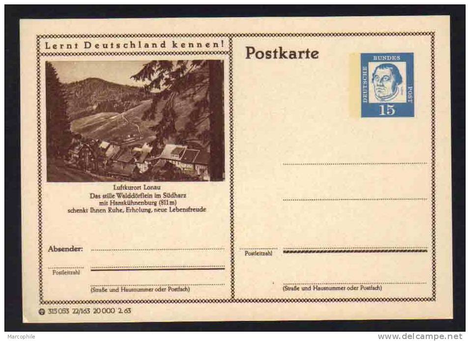 LONAU - ALLEMAGNE - RFA - BRD / 1963 ENTIER POSTAL ILLUSTRE # 22/163 (ref E100) - Cartoline - Nuovi