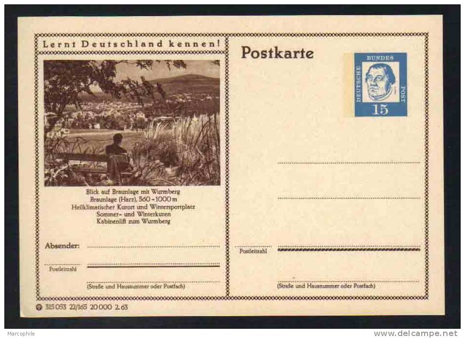 BRAUNLAGE - HARZ - ALLEMAGNE - RFA - BRD / 1963 ENTIER POSTAL ILLUSTRE # 22/165 (ref E102) - Postcards - Mint
