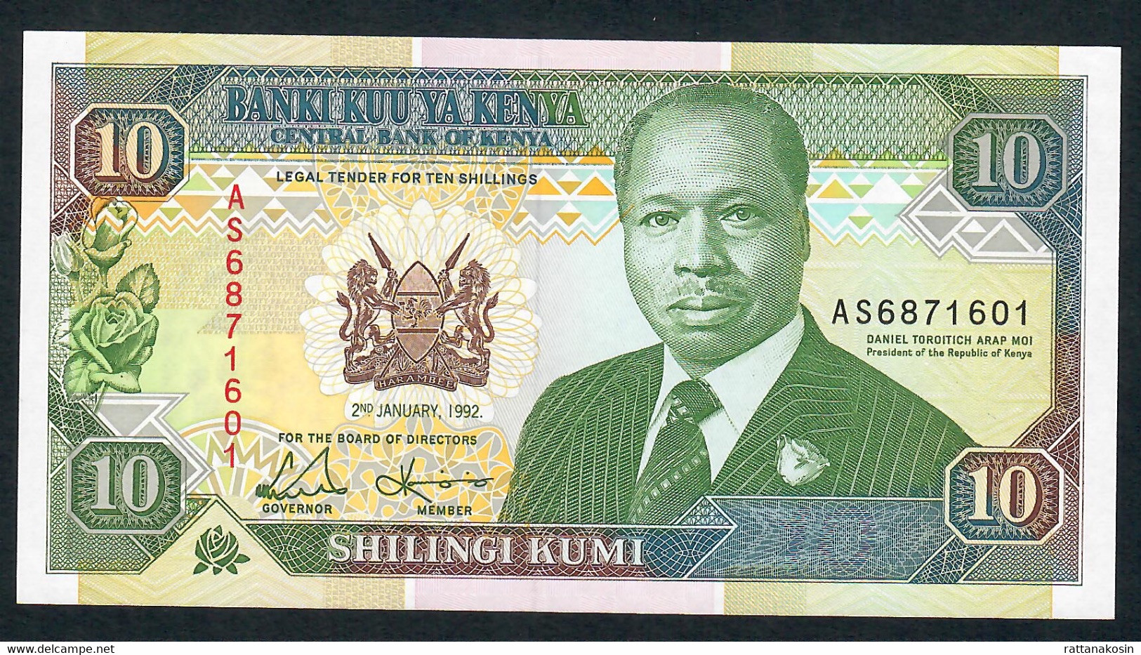KENYA  P24d 10  SHILLINGS  1992  #AS   UNC. - Kenia