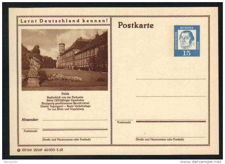 FULDA - ALLEMAGNE - RFA - BRD / 1963 ENTIER POSTAL ILLUSTRE # 23/169 (ref E106) - Postcards - Mint