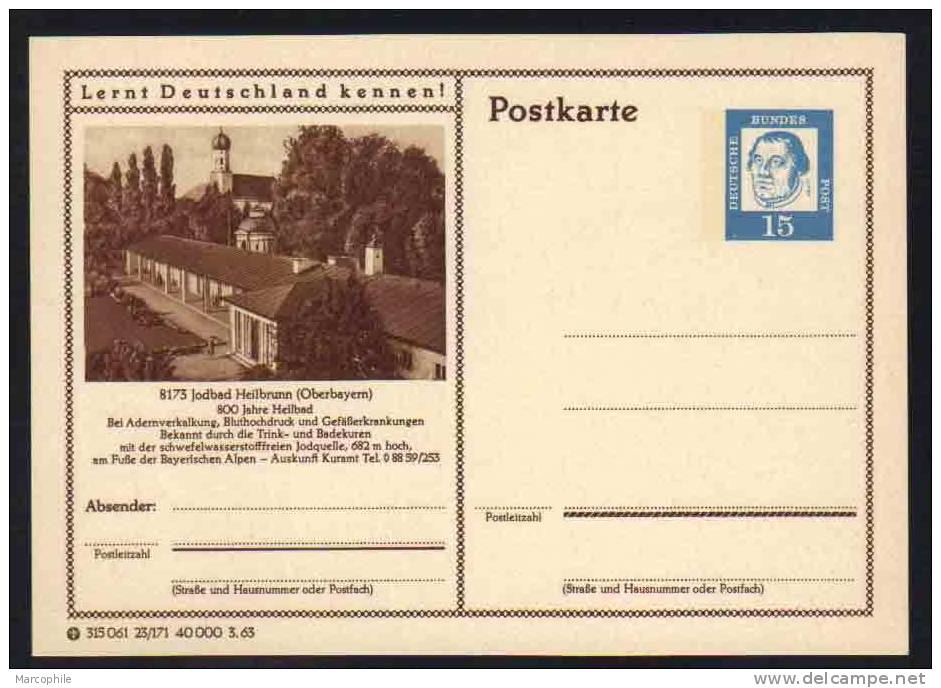 HEILBRUNN - OBERBAYERN - ALLEMAGNE - RFA - BRD / 1963 ENTIER POSTAL ILLUSTRE # 23/171 (ref E108) - Postales - Nuevos