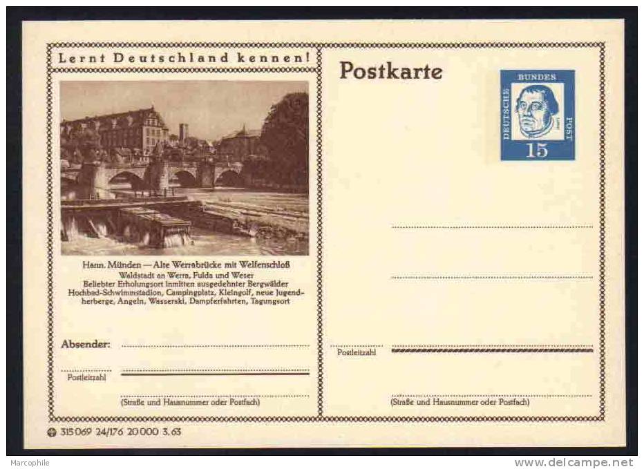 HANN. MÜNDEN - ALLEMAGNE - RFA - BRD / 1963 ENTIER POSTAL ILLUSTRE # 24/176 (ref E113) - Cartes Postales - Neuves