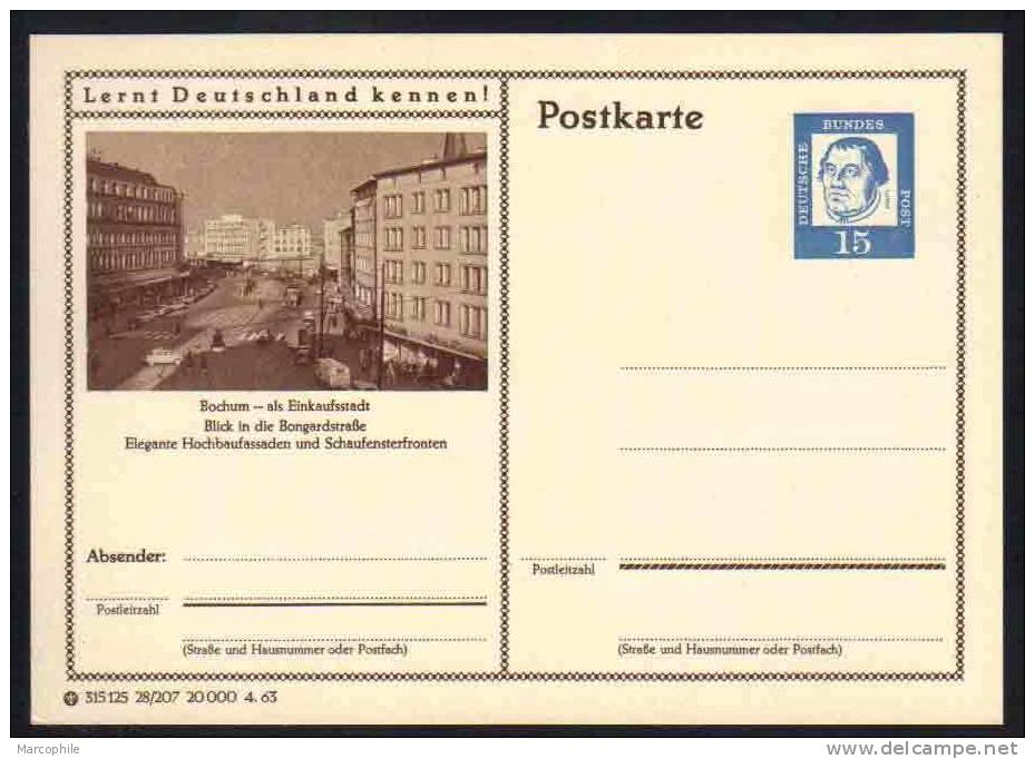 BOCHUM - BONGARDSTRASSE -  ALLEMAGNE - RFA - BRD / 1963 ENTIER POSTAL ILLUSTRE # 28/207 (ref E120) - Postcards - Mint