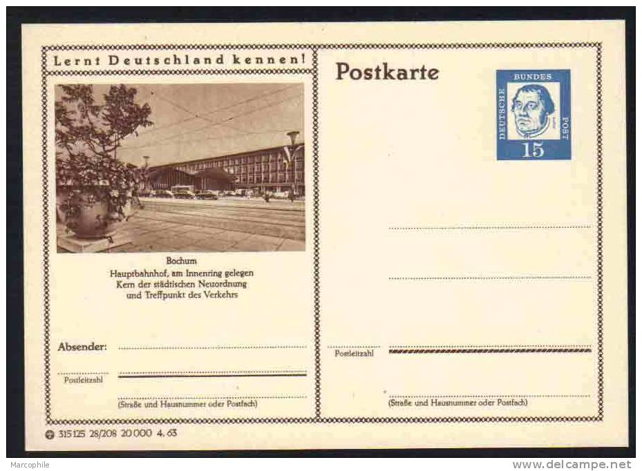 BOCHUM - BAHNHOF - GARE-  ALLEMAGNE - RFA - BRD / 1963 ENTIER POSTAL ILLUSTRE # 28/208 (ref E121) - Postcards - Mint