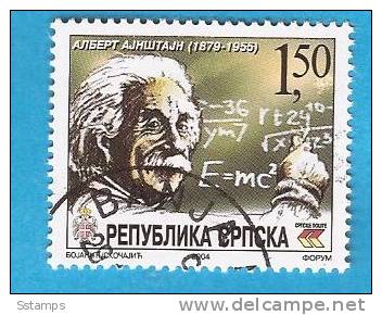 2004X  297  BOSNIA ERZEGOVINA REPUBLIKA SRPSKA  ALBERT EINSTEIN   PHYSICS, NOBEL PRIZE   USED - Albert Einstein