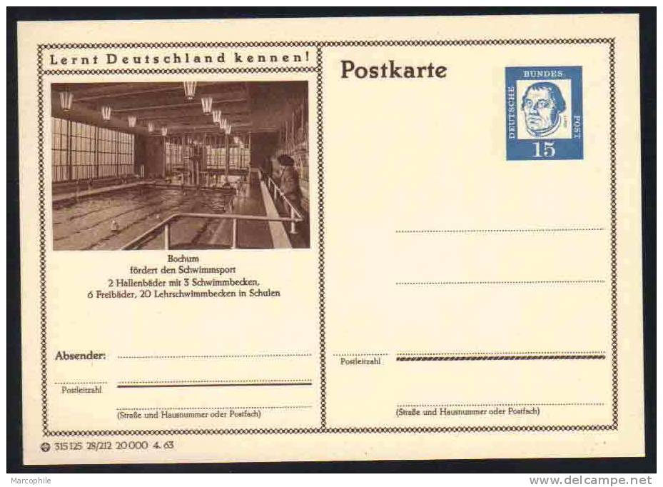 BOCHUM - HALLENBAD - PISCINE -  ALLEMAGNE - RFA - BRD / 1963 ENTIER POSTAL ILLUSTRE # 28/212 (ref E125) - Postcards - Mint