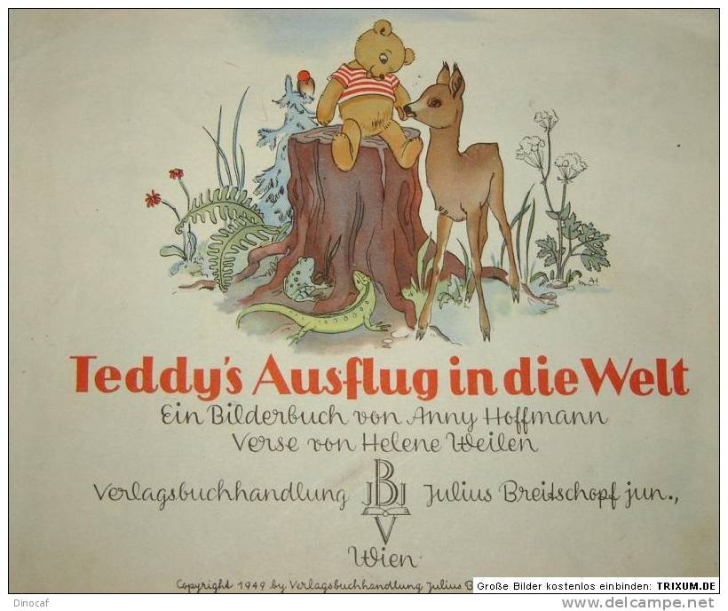 Hoffmann, TEDDY'S AUSFLUG IN DIE WELT, EA, 1949, Wien,  Mit 11 Ganzseitigen Farbigen Abbildungen - Libri Vecchi E Da Collezione