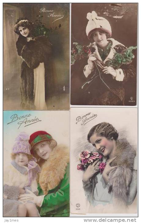 Lot 24cpa-fantaisie--vintage- Postcard--femme-woman-fra U-fourure-vison-fru-pelzf Utter - 5 - 99 Cartes