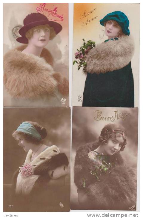 Lot 24cpa-fantaisie--vintage- Postcard--femme-woman-fra U-fourure-vison-fru-pelzf Utter - 5 - 99 Cartes