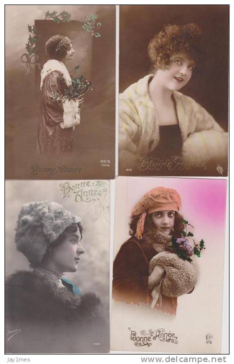 Lot 24cpa-fantaisie--vintage- Postcard--femme-woman-fra U-fourure-vison-fru-pelzf Utter - 5 - 99 Cartes