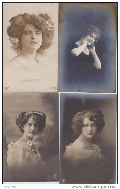 Lot 40 Cpa-fantaisie--vintage-postcard--femme-woman-frau-visage-face- - 5 - 99 Postkaarten