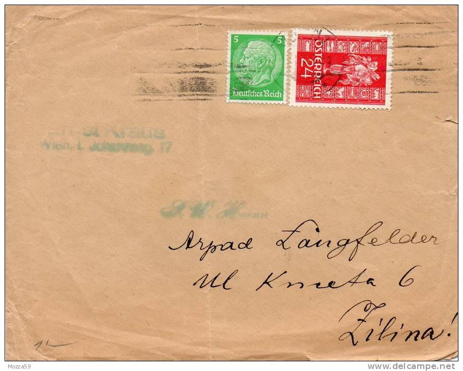 Austria, Third Reich, Mixed Franking German And Austrian Stamps To Zilina, Slovakia - Covers & Documents