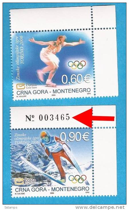 2006X   112-13  MONTENEGRO  CRNA GORA OLYMPICS 2006  TORINO  NUMBER  MNH - Winter 2006: Turin