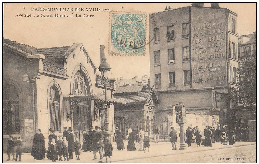 PARIS MONTMARTRE XVIII  Avenue De SAINT OUEN  Animation  GARE De CEINTURE Timbre 1905 - Arrondissement: 18