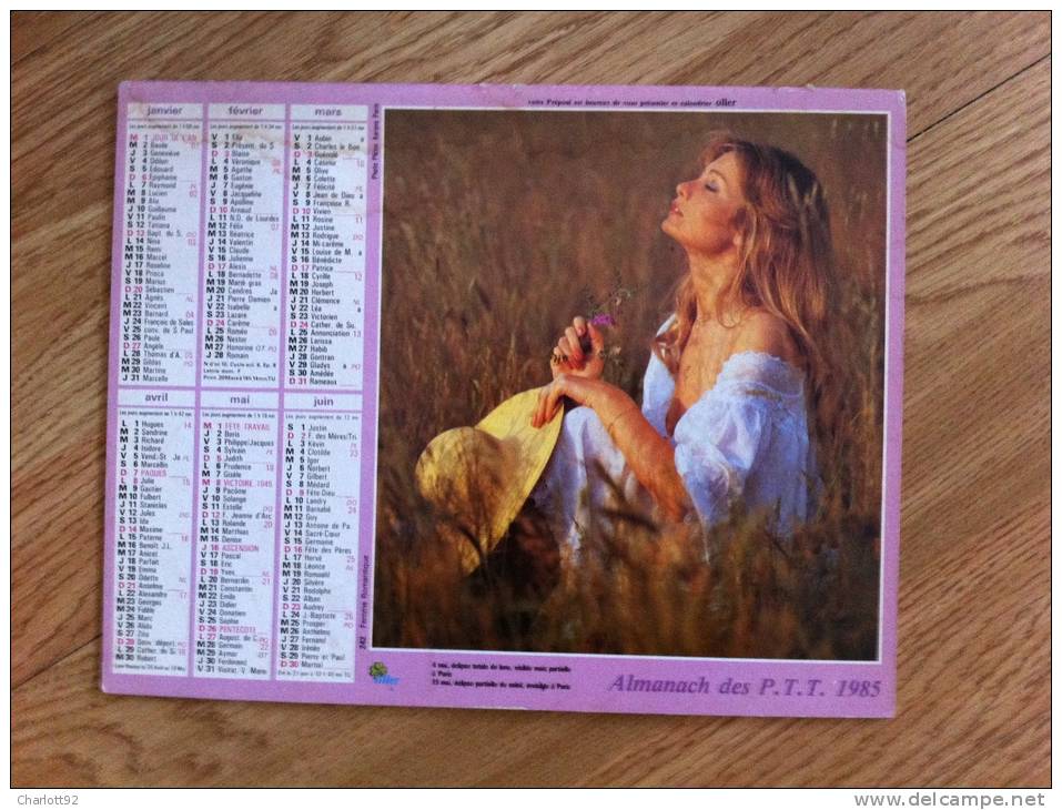 Calendrier Grand Format 1985 OLLER  FEMME ROMANTIQUE RECTO VERSO - Big : 1981-90