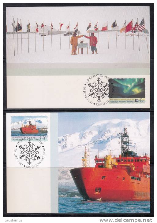 AAT 1991 Aurora Australis, 30th Anniv Antarctic Treaty 2 X Maxicards - Other & Unclassified